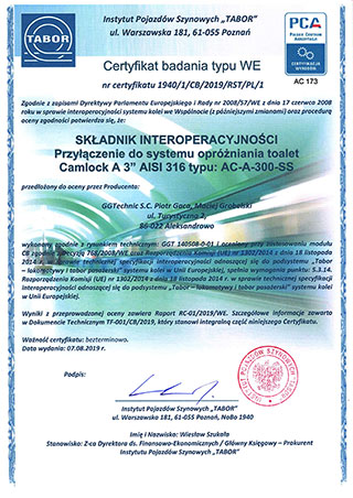 Certyfikat Instytut Pojazdów Szynowych